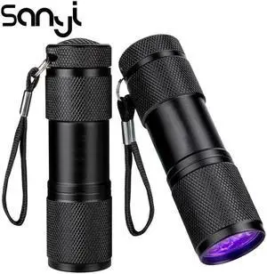 9 LED Mini UV Flashlight Ultraviolet Invisible Ink Marker Detection Torch Light Handheld Handy Pocket Lamp Using 3*AAA batteries