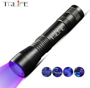LED UV Flashlight 395nm Ultra Violet Zoomable Lamp Mini Led UV Light Torch Invisible Ink Marker Use 18650 Battery