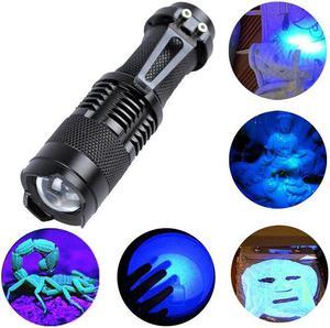 flashlight ultraviolet light with Zoom function Mini Torch Lamp Purple Light Tacke Battery Powered use AA / 14500 battery