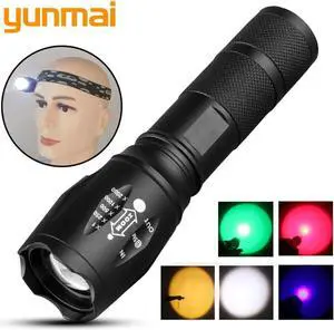 LED Flashlight Torch 5 Colors Lanternas Self Defense Tactical Portable Lights XM-L2 U3 Powerful Waterproof Bulbs T6