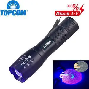 395nm UV LED Flashlight Zoomable 3W UV Light Waterproof UV Torch For Amber Urine Detector Use 18650 Rechargeable Battery