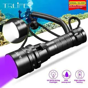 UV Light Underwater Rechargeable 18650 Battery LED L2 XPE Diving Flashlight 100M Torch Scuba 365-395nm Lanterna S1