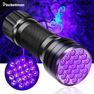 Portable UV Flashlight Black light UV Lights 21 395nm torch LED Ultraviolet linterna Pet Urine Detector For Dog/Cat Urine