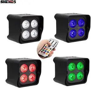 4x18W RGBWA UV 6in1 LED Uplight Battery Wireless Par Light Wifi&IR Remote Control DMX Uplighting DJ Wash Disco Wedding Stage