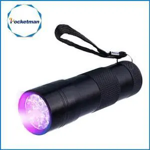 9LED UV Flashlight Ultraviolet led flashlight Ultra Violet Invisible Ink Marker Detection Torch Light 3AAA UV lamp