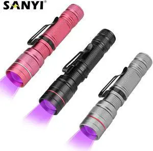 3 Modes LED UV Flashlight Ultraviolet Torch Zoom Function Mini UV Light Pet Urine Stains Detector Scorpion Hunting Use AA/14500