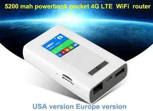 5200mAh power bank 3G 4G LTE wifi router Wireless Unlocked pocket Hotspot dual Sim Card Slots RJ45 port car wifi modem