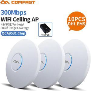 10pcs 300Mbps Wifi access point Home Networking 2.4G Indoor Ceiling Mount Access Point Wi fi Repeater Router 48 POE AP Amplifier