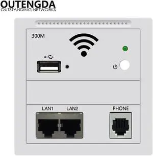 Wall WiFi Access Pot Wireless AP Repeater WiFi Router 300Mbps IEEE802.3af POE White Gold Black for Hotel Dormitory Office