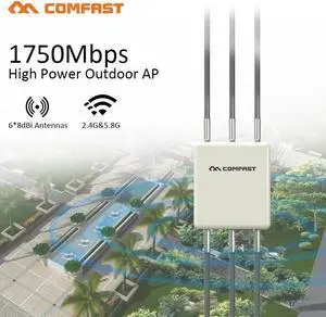 1750M gigabit 360 degree cover waterproof Outdoor AP WiFi router 5.8Ghz dual band Access Point 6*8dBi wifi antennas base station