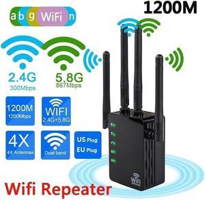 2.4G/5G Dual Band WiFi Repeater 1200Mbps Wireless Range Extender AP Router Wifi Signal Amplifier with 4 Antennas for Hotel/Home