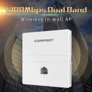 1200Mbps Wireless in wall AP 2.4G+5Ghz dual band access point AP for hotel with gigabit WAN LAN RJ45 Port 48V POE ac wifi Router