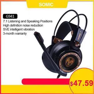 G941 Gamer Earphones USB 7.1 Virtual Surround Sound Gaming Headset Headphones with Microphone Stereo Bass Vibration for PC