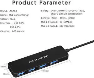 Suitable for Peripheral Devices such as USB Disk / card reader / USB mouse / hard disk. Four USB ports, second generation USB hub controller, no driver, plug and play, stable operation.