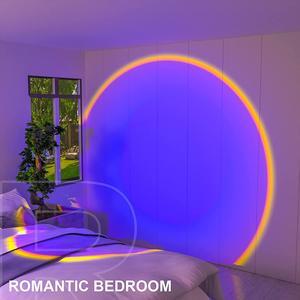 Rainbow Projection Lamp, 360 Degree Rotation Sunset lamp, Retractable Night Light Projector Led Lamp, Sunset Projection Lamp for Home Party Living Room Bedroom Decor
