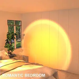 Sunrise Lamp, 360 Degree Rotation Rainbow Projection Lamp, Retractable Night Light Projector Led Lamp, Adjustable Bracket Sunset Projection Lamp for Home Living Room Bedroom Decor