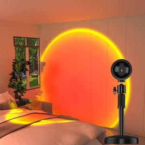 Sunset Red Lamp 360 Degree Rotation Projection Lamp Retractable Night Light Projector Led Lamp, Adjustable bracket Sunset Projection Lamp for Home Party Living Room Bedroom Decor Sunset Red