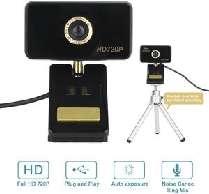 INMISS HD 720P Webcam with Noise-Canceling Microphone Manual Focus USB Plug and Play Clip-On Web Camera for Laptop Desktop PC Live Streaming Conference Video Calling Recording INMISS HD 720P Webcam with Noise-Canceling Microphone Manual Focus USB Plug and Play Clip-On Web Camera for Laptop Desktop PC Live Streaming Conference Video Calling Recording