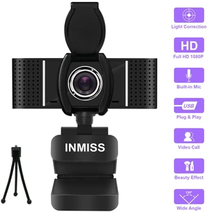 INMISS 1080P Full HD Webcam Built-in Microphone 120° Wide Angle Web Camera Auto Low-Light Correction Plug and Play USB Webcam for Streaming Video Calling Conference INMISS 1080P Full HD Webcam Built-in Microphone 120° Wide Angle Web Camera Auto Low-Light Correction Plug and Play USB Webcam for Streaming Video Calling Conference