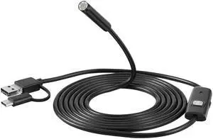 3 in 1 8MM USB Type-C & for Android & PC Endoscope 2.0MP 2/5m Hard Cable 6 LED Waterproof Inspection Camera for PC Laptop