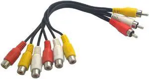 Wyvern Triple RCA Stereo Audio and Video Cable - Male to Dual Female/AV Splitter Composite 3 RCA Av Video Audio Cable 0.72 feet (22cm) Wv-av1to2-22 Wyvern Triple RCA Stereo Audio and Video Cable - Male to Dual Female/AV Splitter Composite 3 RCA Av Video Audio Cable 0.72 feet (22cm) Wv-av1to2-22