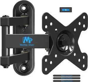 UL Listed Full Motion Monitor Wall Mount TVs Bracket for 10-26 Inch LED LCD Flat Screen TV and Monitor TV Mount with Swivel Articulating Arm Up to VESA 100x100mm and 33LBS MD2463