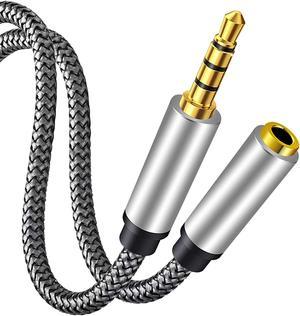 Male to Female Audio Cable 25Ft,Tan QY Male to Female for Phone Headphone Conversion Cord 3.5mm 4 Pole Audio Adapter for Tablet/PC/ PS4 and More (25Ft, Silver)
