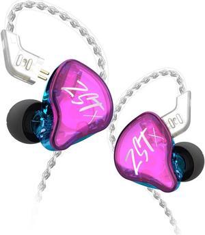 KZ ZST X in-Ear Monitors, Upgraded Dynamic Hybrid Dual Driver ZSTX Earphones, HiFi Stereo IEM Wired Earbuds/Headphones with Detachable Cable for Musician Audiophile (Without Mic, Purple)