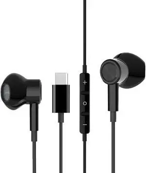 USB C Earbuds Headphones with Microphone HiFi Stereo Type C Earphones Compatible with Samsung Galaxy S20 Note 20 Ultra Note 10 Plus, Huawei P30 Pro, Google Pixel 5 4 3 2 XL, OnePlus 8 7T 7 Pro (Black)