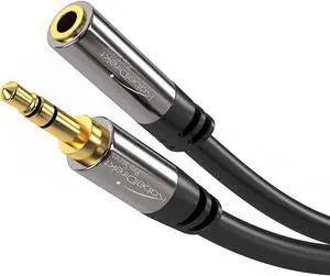 20ft  Headphone Extension Lead Cable 3.5mm connectors (aux Audio Cable Male Jack Plug/Female Jack Practically Break-Proof Metal casing Perfect for Headphones Black)