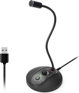 USB Computer Microphone with Mute Button, Plug&Play Condenser, Desktop, PC, Laptop, Mac, PS4 Mic -360 Gooseneck Design -Recording, Dictation, YouTube, Gaming, Streaming (Omnidirectional-JV601PRO)