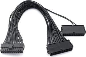 Traodin SATA Cables, Dual PSU Power Supply 24-Pin Adapter Cable for ATX Motherboard 18AWG - 1FT