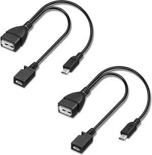 OTG Cable for Fire Stick 4K Max Lite Cube Compatible with PlayStation Classic SNES Mini - Micro USB Host OTG Adapter with Power 2-Pack