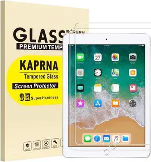 [2 Pack] KAPRNA Compatible with iPad 9.7 Inch 2018 Screen Protector, HD Anti-Scratch No Bubble 9H Hardness Anti-Scratch Tempered Glass Film for iPad Pro 9.7 / iPad Air/iPad Air 2 [6th Generation and 5