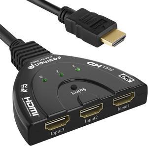 4K HDMI Switch 3 in 1 out 4K@30Hz, 3-Port HDMI Splitter Hub Switcher Auto Switching UHD 3D HDR HD 1080P HDCP, for HDTV, PS5/4, Xbox, Fire Stick