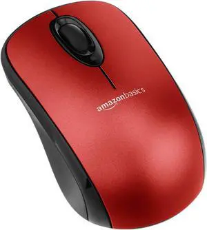 Wireless Computer Mouse with USB Nano Receiver - Red