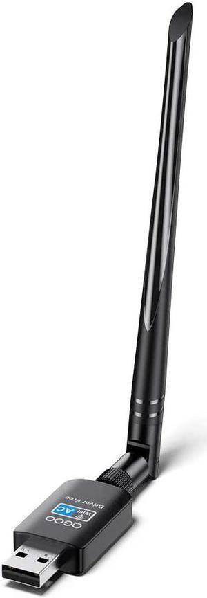 WiFi Adapter ac600MbpsWireless USB Adapter 2.4GHz/5GHz Dual Band 802.11 ac Network LAN Card for Desktop Laptop PC Support Windows 11/10/8.1/8/7/XP/Vista (Black-2)