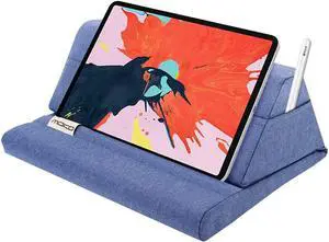 Tablet Pillow Stand Soft Bed Pillow Holder Fits up to 11 Pad Fit with iPad 10th iPad Pro 11 2022 New iPad Air 4 10.9/Air 3 iPad Pro 11/10.5/9.7 Mini 5 4 Galaxy Tab S6/ S7 11 Denim Blue