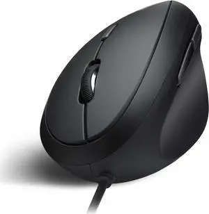 Perixx PERIMICE-519 Wired Ergonomic Vertical Mouse - Portable Small Design - 105x67x58 mm - Right Handed Black