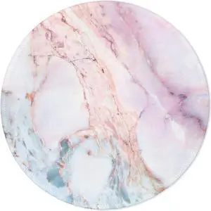 Marble Round Mouse Pad Pink Marble Customized Premium-Textured Mouse Mat Washable Mousepads with Cloth Non-Slip Rubber Base Small Mousepad 7.87×7.87×0.12 inches (Pink Marble)