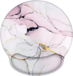 Ergonomic Mouse Pad with Gel Wrist Rest Support, iLeadon Non-Slip Rubber Base Wrist Rest Pad for Home, Office Easy Typing & Pain Relief, Pink Marble