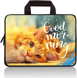 11 11.6 12 12.1 12.5 inch Laptop Carrying Bag Chromebook Case Notebook Ultrabook Bag Tablet Cover Neoprene Sleeve Fit Apple MacBook Air Samsung Acer HP DELL Lenovo Asus (Cute Cat)
