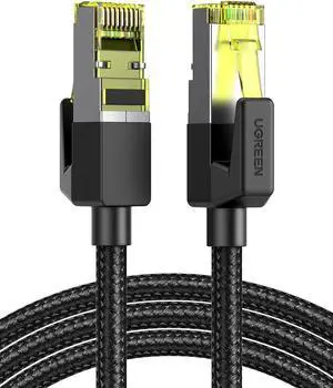 UGREEN Cat 7 Ethernet Cable High Speed Braided Internet Cord Cat7 RJ45 Shielded Indoor Outdoor Heavy Duty LAN Network Cables Compatible for Gaming PC PS5 PS4 PS3 Xbox Modem Router Smart TV 10FT