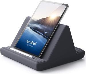 Tablet Pillow Stand Soft Pad for Lap - Tablet Holder Dock for Bed with 6 Viewing Angles Compatible with iPad Pro 9.7 10.5 11 12.9 Air Mini Kindle Galaxy Tab E-Reader Dark Gray