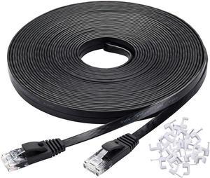 Cat 6 Ethernet Cable 50 ft, Flat Internet Cable with Rj45 Connectors, High Speed LAN Wire with Clips