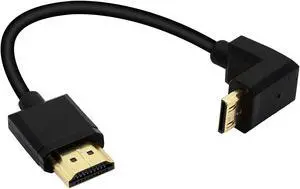 15CM Mini HDMI to HDMI Short Cable 270 Degree Upward Angle High Speed Mini HDMI Male to HDMI 2.0 Male Adapter Support 4k@60HZ YOUCHENG for Raspberry Pi Tablet Camera Etc(Up)