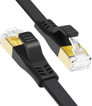 CAT 7 Ethernet Cable 35ft, High Speed 10Gbps Durable Solid Flat CAT7 Internet Network LAN Patch Cable with Snaglesss RJ45 Connector for Router, Xbox, Faster Than CAT5 CAT5e CAT6 (35ft Black)