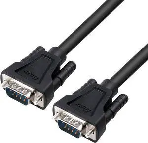 DTech 6ft DB9 to DB9 RS232 Serial Cable Male to Male Simple Null Modem Cord Cross TX RX line 2 Pin Crossed Without Handshake for Computer Data Communication (6 Feet, Black)