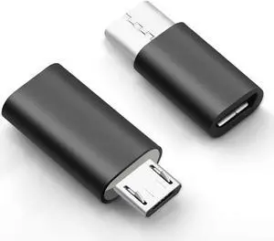 USB C Adapter, USB Type C (Female) to Micro USB (Male) & Micro USB to USB C Adapter, Camera Charge Adapter Data Transfer for Galaxy S20 S7 Note5 (2 Pack, Black)