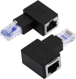 YACSEJAO Cat5e/Cat6 RJ45 Ethernet Adapter2Pack 90 Degree Ethernet RJ45 / 8P8C Male to Female Right Angle Adapter Support Cat6 / Cat5e / Cat5 Standard LAN CableLeft